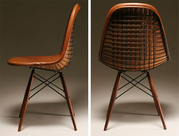 Een DKW-2 stoel van Charles & Ray Eames met volledige bekleding (Bron: Likecool.com).